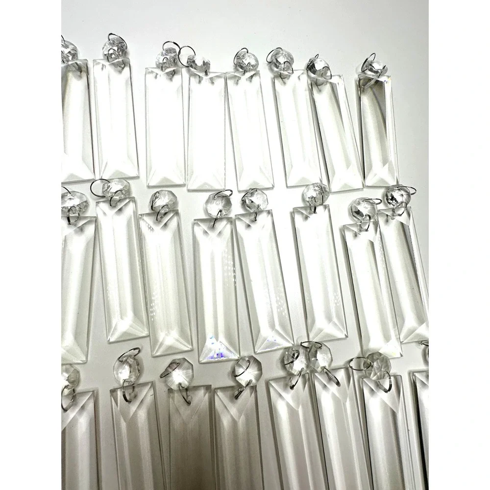 Crystal Chandelier Prisms Replacements Craft Set 40 Pc Dangle Silver Rings